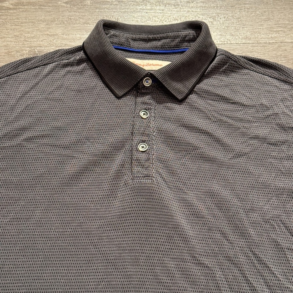 Tommy Bahama Polo Shirt Mens Large Gray Performance Short Sleeve Modal